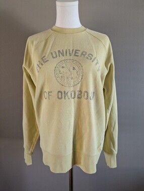 Outta Town Yellow University of Okoboji Graphic Crewneck Pullover Sweatshirt
